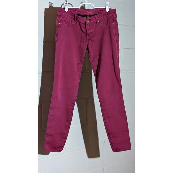 Express Stella Jean Burgundy Skinny Colored Jeans Low Rise Size 4 - Picture 1 of 5